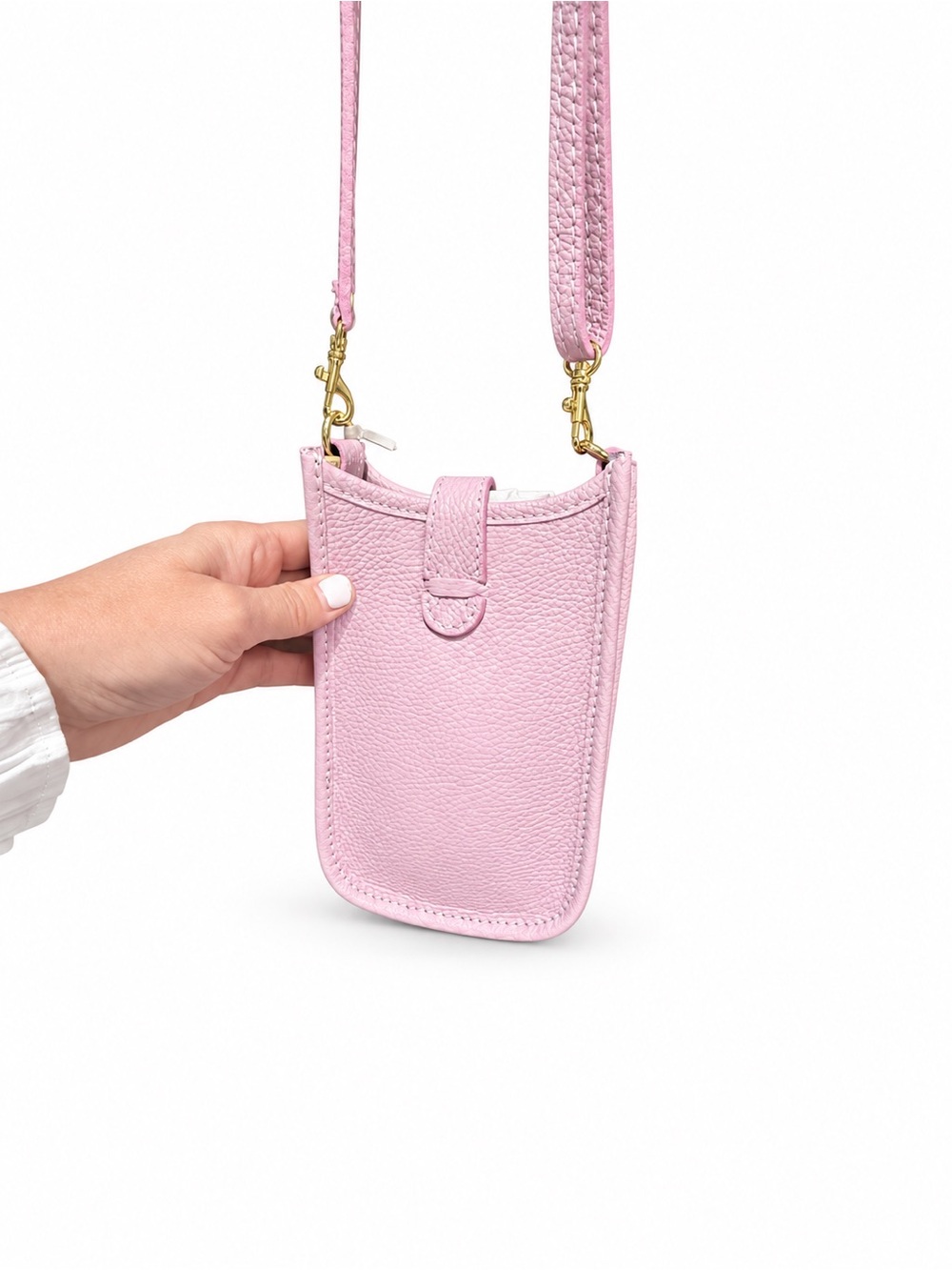 Pink Pebbled Crossbody Phone Pouch